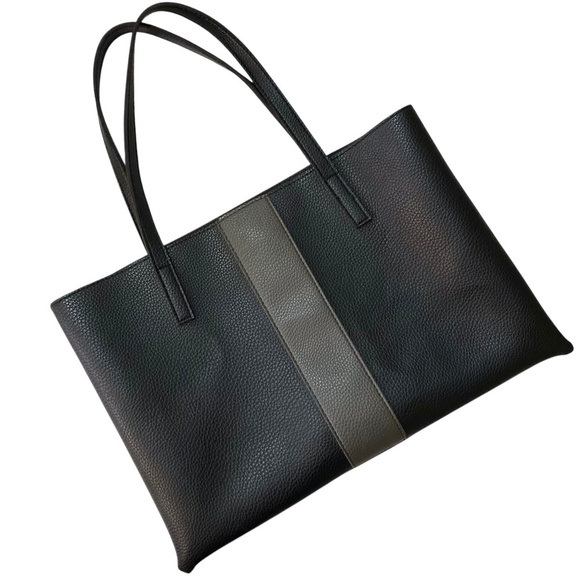 VINCE CAMUTO Luck Vegan Pebbled Leather Tote Bag w/Colorblock Stripe - Picture 4 of 13
